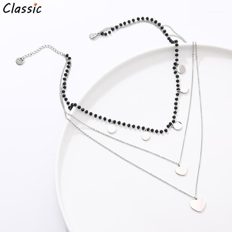 Layer Black Beads Chain Love Heart Pendent Stainless Steel Necklaces For Woman Silvery Link Necklace Vintage Jewelry Chains
Layer Black Beads Chain Love Heart Pendent Stainless Steel Necklaces For Woman Silvery Link Necklace Vintage Jewelry Chains