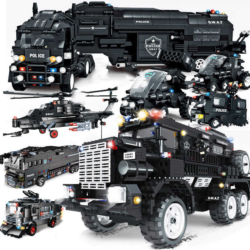 special forces SWAT military vehicle car police Station bus sets building blocks kits helicopters city arms truck arrest Patrol Y0808
special forces SWAT military vehicle car police Station bus sets building blocks kits helicopters city arms truck arrest Patrol Y0808