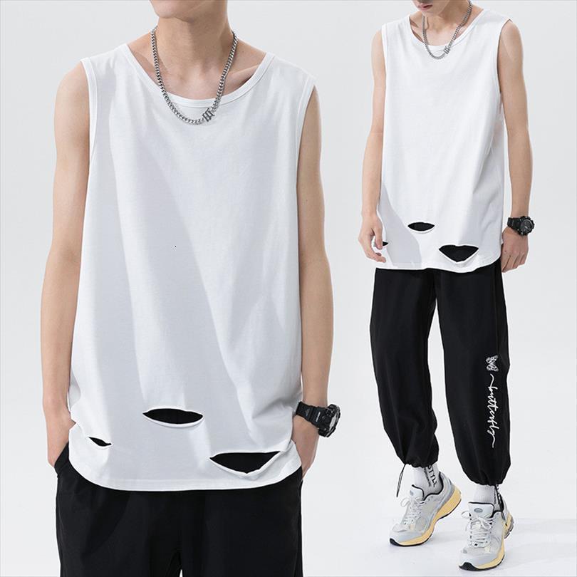 mens vintage sleeveless shirt summer men black white gray ripped destroyed hole punk tank hip hop street vest, White;black
mens vintage sleeveless shirt summer men black white gray ripped destroyed hole punk tank hip hop street vest, White;black