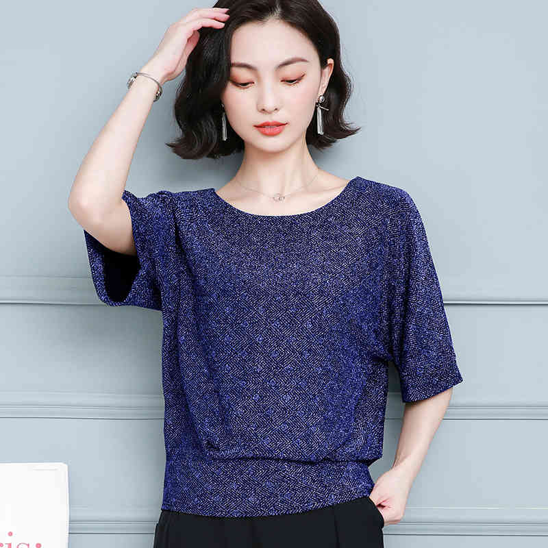 Fashion Elegant Shiny Sequin Blouse Glitter Shirt Tops Tunic Women Blouses Red Golden Shine Women's Plus Size 12853 210427