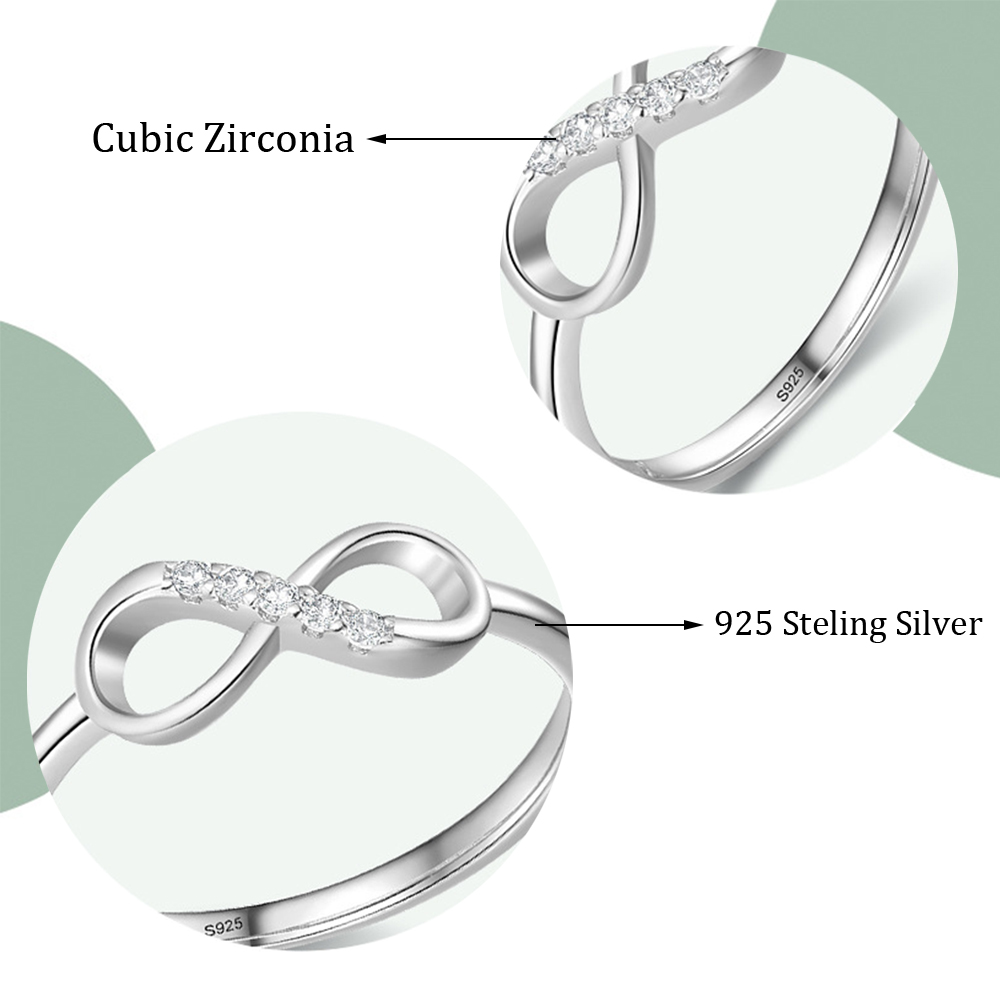 925 Sterling Silver Ring Infinity Forever Love Knot Promise Anniversary CZ Simulated Diamond Rings for Women