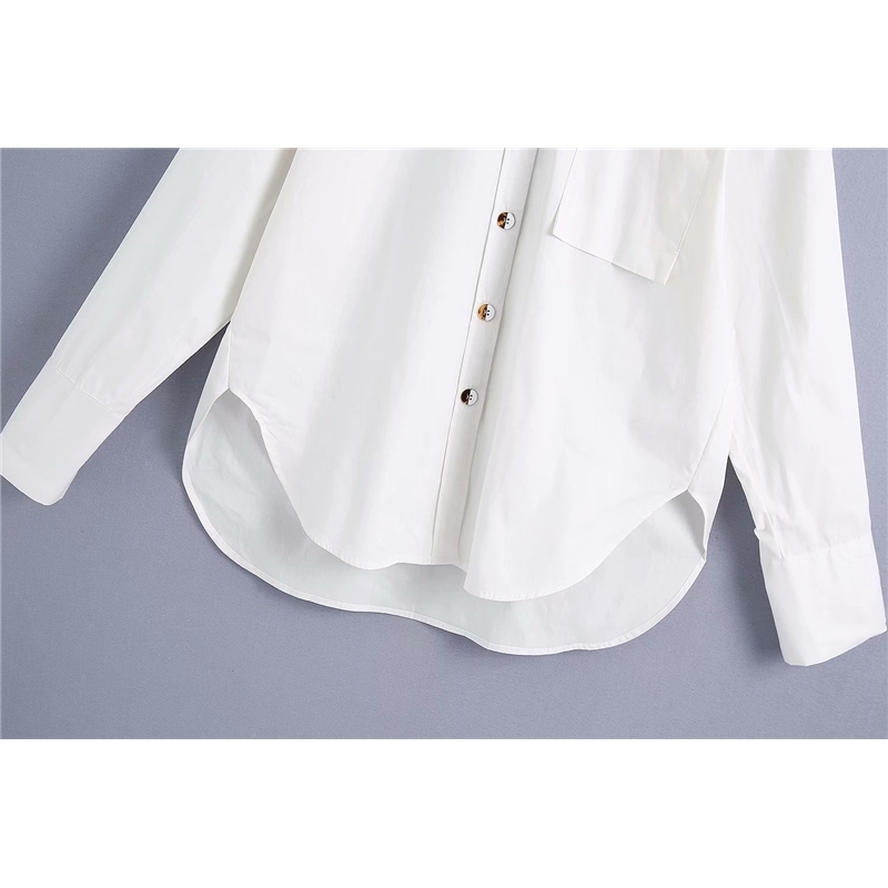 Elegant Women White Turn Down Collar Shirts Fashion Ladies Button Tops Streetwear Female Chic Cotton Loose Blouses 210527