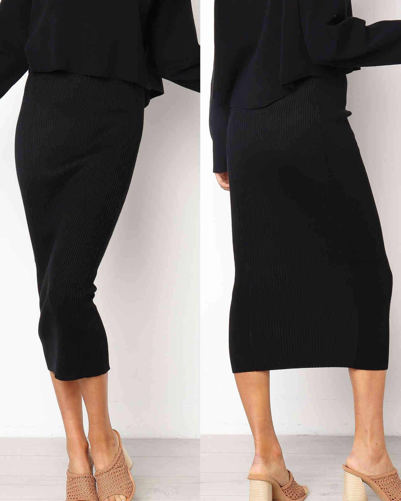Elegant Knitted Tight Long Skirt Black White Wrap Hip Pencil Skirts Women Autumn Winter Clothes High Waist Office Ladies Bottoms 210507