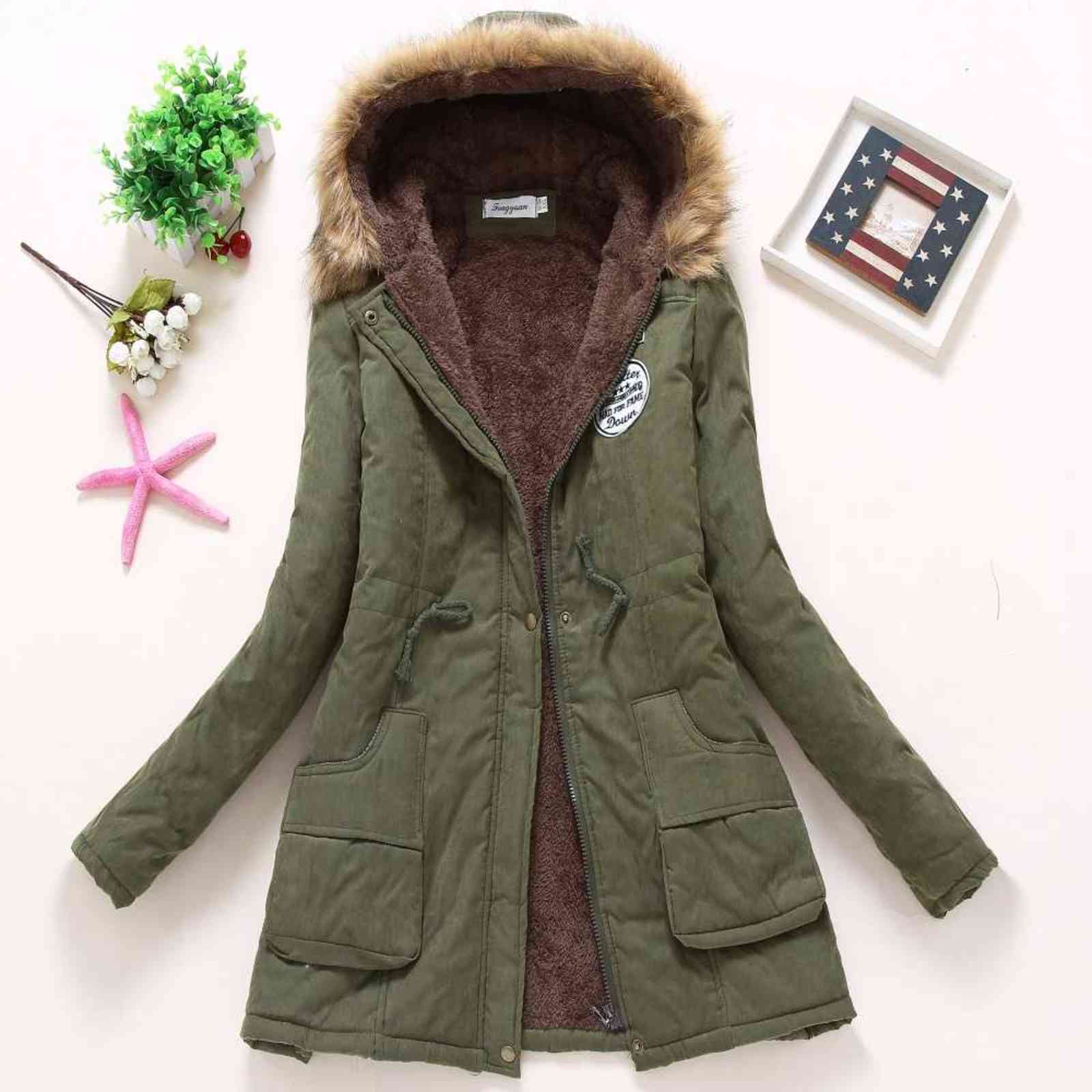 Fitaylor Winter Padded Coats Women Cotton Wadded Jacket Medium Long Parkas Thick Warm Hooded Quilt Snow Outwear Abrigos 211130