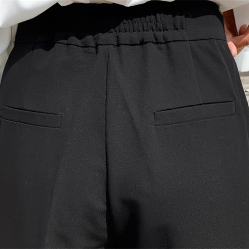 Plus Size Straight Suit Pants Women OL Style Spring Fall Work Wear Formal Capris Casual High Waist Trousers 210421