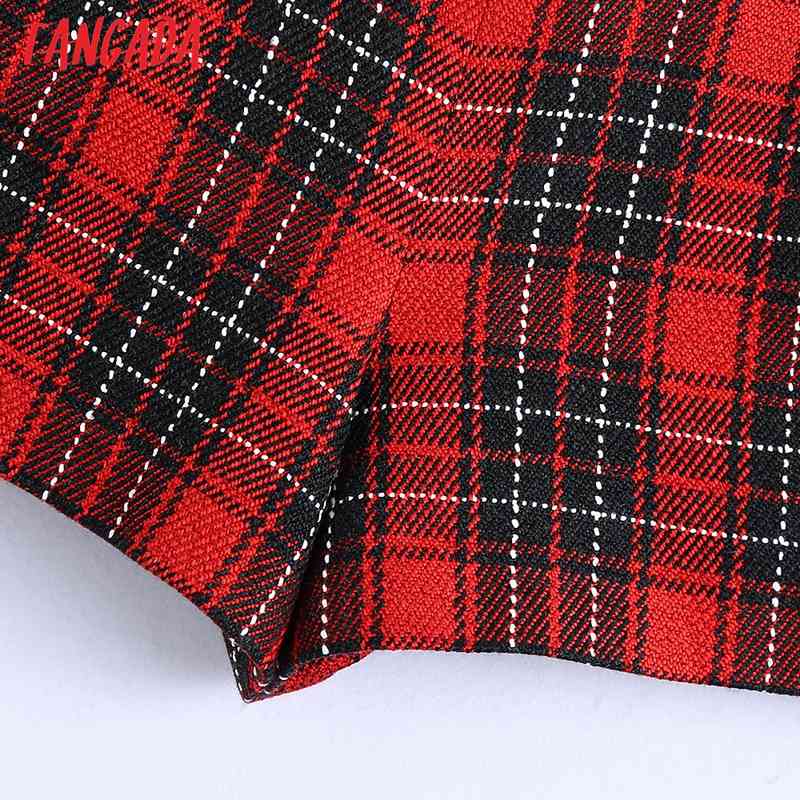 Women Elegant Plaid Tweed Side Zipper Pockets Female Retro Casual Shorts Pantalones BE449 210416