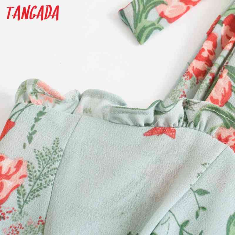 Summer Fashion Women Floral Print Chiffon Arrival Bow Strap Ladies Long Dress Vestidos 3D10 210416