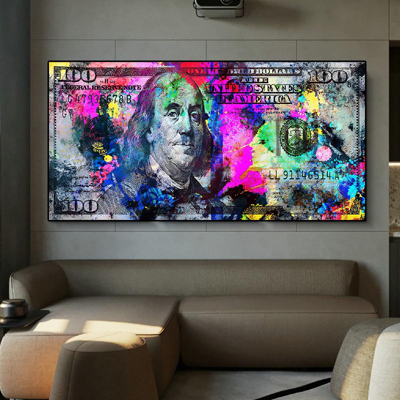 Paintings Inspirational Dollars Print 100 Dollar Poster Cash Art Bill Money Canvas Living Room Decoration Wall Picture