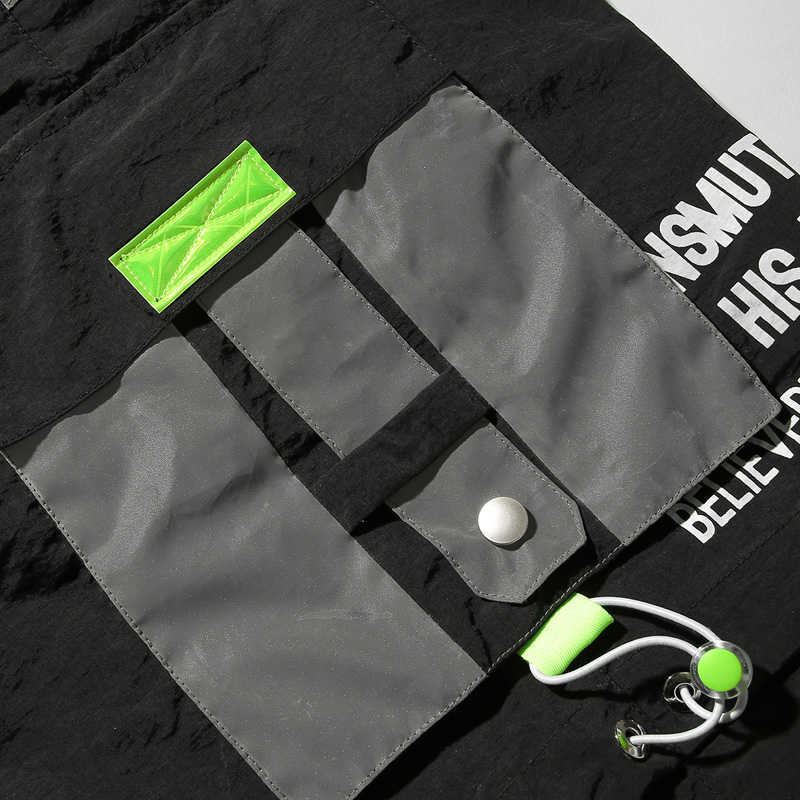 SFABL Summer Hip Hop Shorts Men Black Harem Short Pants Multi-Pocket Ribbons Man Streetwear Harajuku Loose Mens 3XL 210629