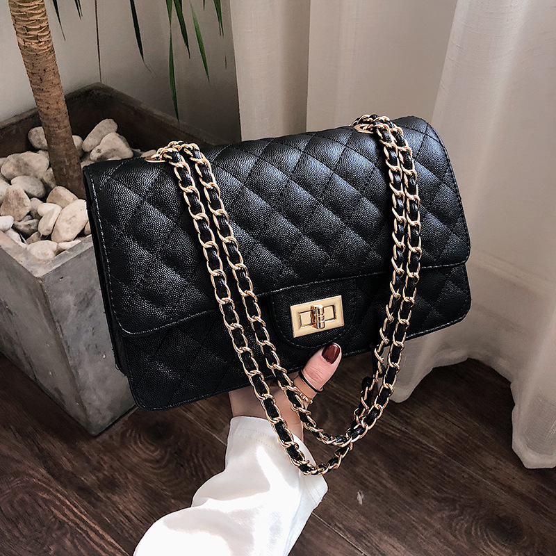 Messenger Bags Messenger BagsBlack Bags Fashion Women's Double Cover Rhombic Chain Single Shoulder Cross Carry Small Fragrance Lady's Bag