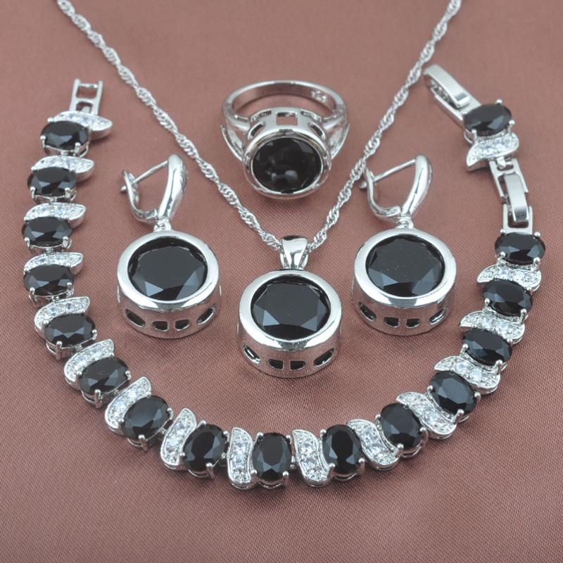 Earrings & Necklace For Women Jewelry Set Wedding Classic Round Black Zirconia Silver Color Pendant Rings Bracelet YZ0146
Earrings & Necklace For Women Jewelry Set Wedding Classic Round Black Zirconia Silver Color Pendant Rings Bracelet YZ0146