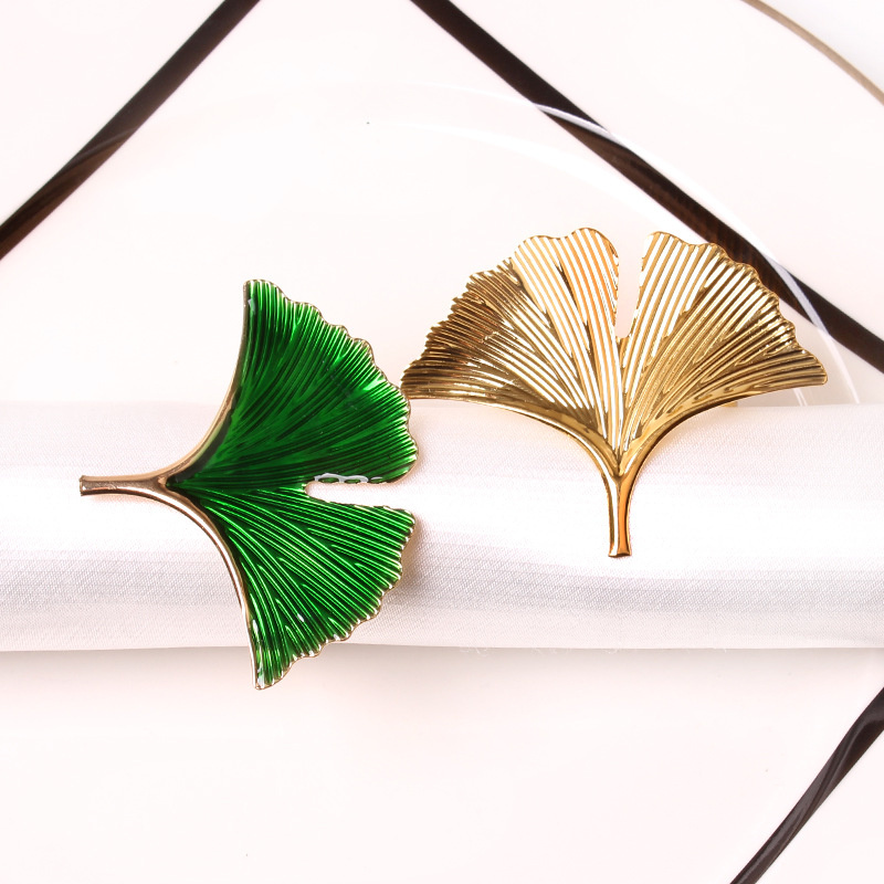 Emerald Green Napkin Ring Leaf Napkin Holder