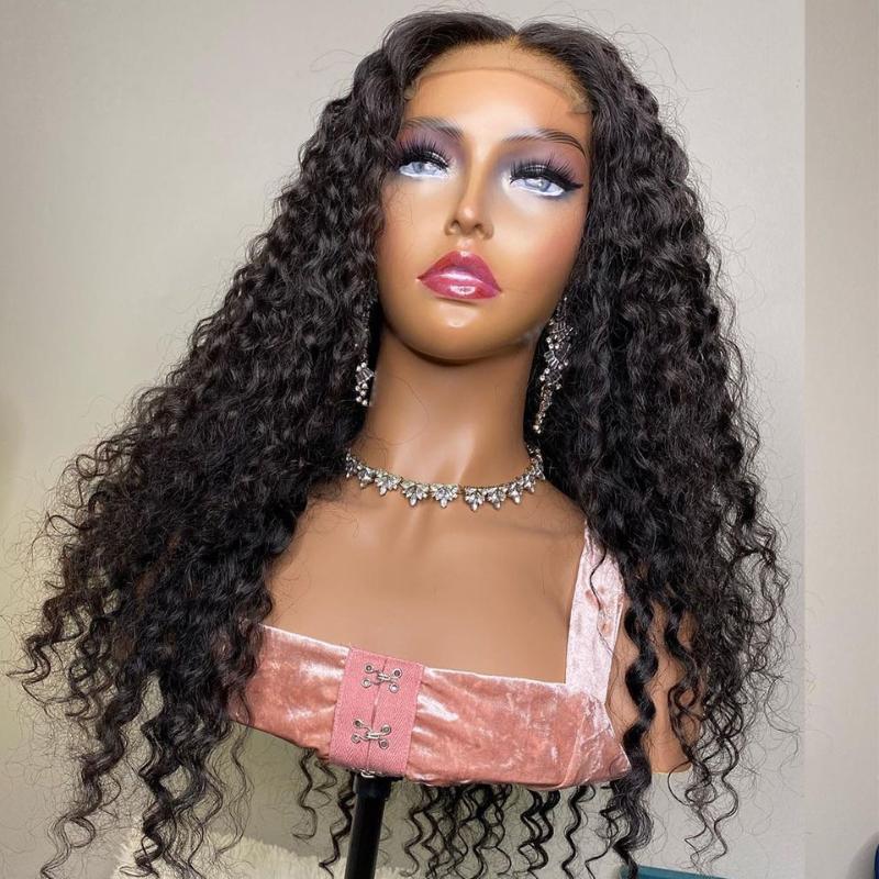 Lace Wigs 13x4 Front Human Hair For Black Women Deep Curly 180% High Density Brazilan Remy Pre Plucked Wig