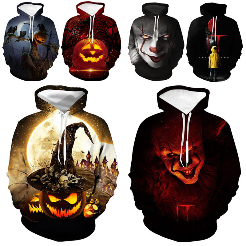Fleeces Sweater Hoodie HoodyFall and winter 2021 clown 2 Halloween Costume 3D digital printing Pullover Hooded Sweater, Blood clown guard
Fleeces Sweater Hoodie HoodyFall and winter 2021 clown 2 Halloween Costume 3D digital printing Pullover Hooded Sweater, Blood clown guard