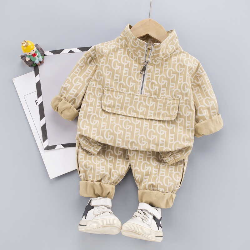0-5 years Spring Boy Clothing set Casual Fashion Cartoon letter T-shirt+ Pant Kid Children baby toddler boy clothing 210615