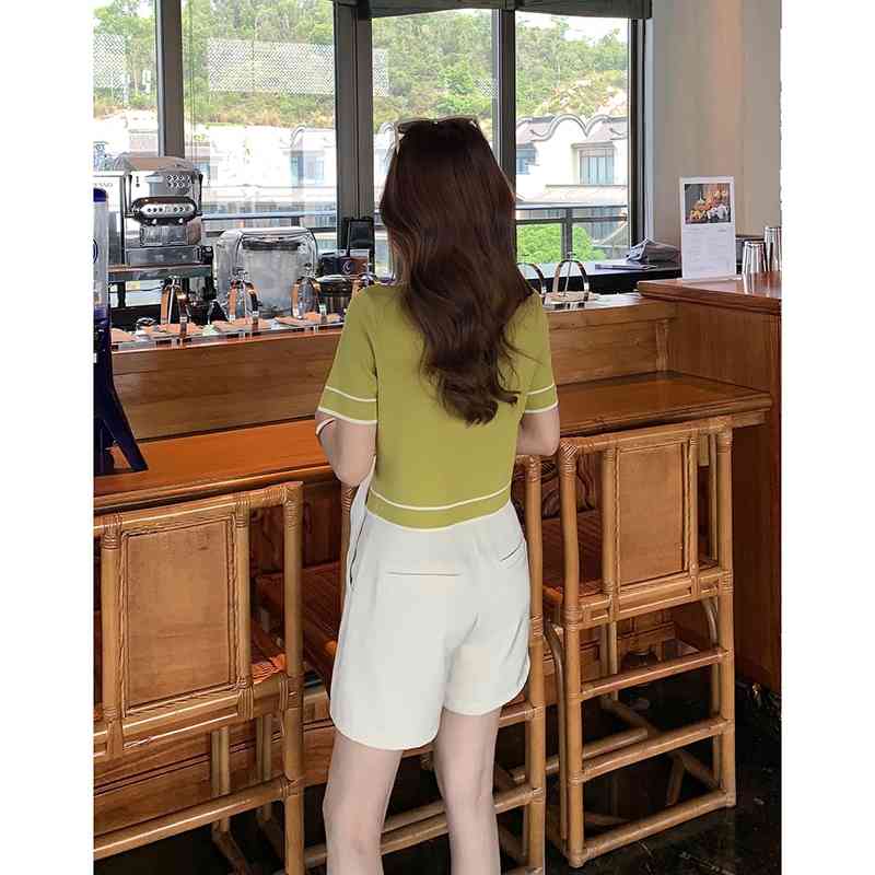 Women Summer Fashion Short-sleeved Knitted Tops Female Short Thin Cardigan Tops Ladies Solid Color Loose Tops 210515