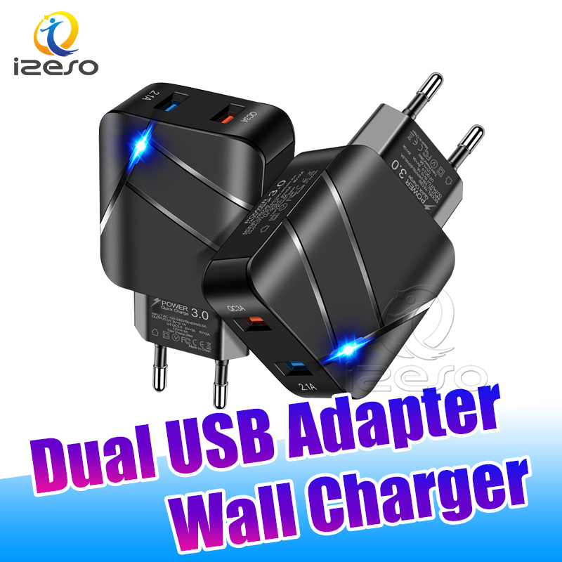 QC3.0 USB Universal Fast Chargers Dual Ports 9V 2A LED Quick Chargting Power Adapter Home Travel Wall Charger with Retail Package izeso
QC3.0 USB Universal Fast Chargers Dual Ports 9V 2A LED Quick Chargting Power Adapter Home Travel Wall Charger with Retail Package izeso