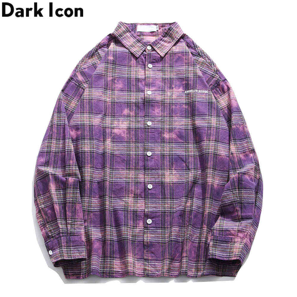 Plaid Letters Printed Tie Dyeing Shirts Men Turn-down Collar Casual Men's Shirt Long Sleeve 210603, Purple
Plaid Letters Printed Tie Dyeing Shirts Men Turn-down Collar Casual Men's Shirt Long Sleeve 210603, Purple