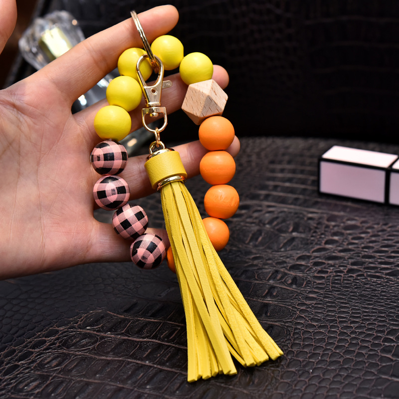 Handmade Beaded Bracelet Tassel Keychain Women's Portable Key Charm Creative Bracelet Ladies Keyring