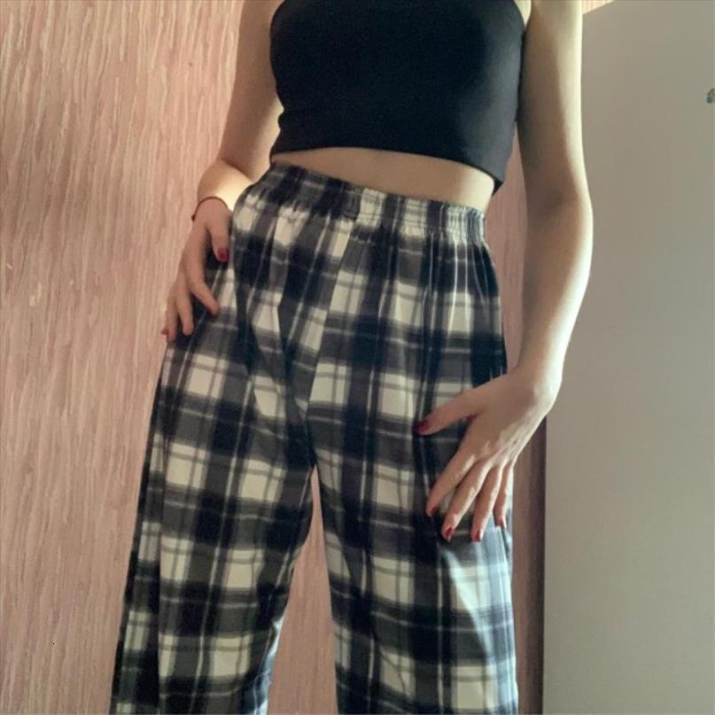 fashion wide leg summer womens capris fall chic high waist streetwear vintage plaid casual female trousers, Black;white
fashion wide leg summer womens capris fall chic high waist streetwear vintage plaid casual female trousers, Black;white
