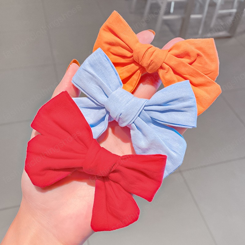 2021 Fashion Korean Style Children Girls Fabric Plaid Bow Hair Clips Floral Sweet Kids Cute Hair Accessories Hairpins