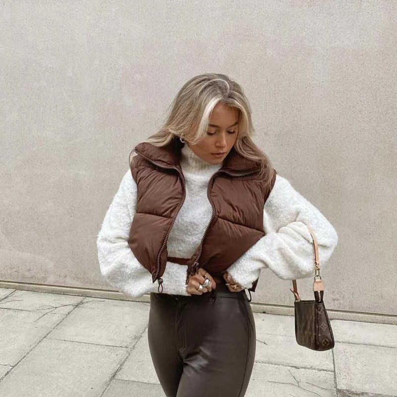 PUWD Casual Woman Pink Light Short Puffer Vest Spring Fashion Ladies Warm Double-Side Outwear Female Streetwear Down Tank 210910