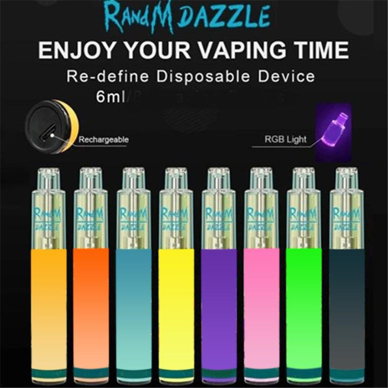 RandM Dazzle e cigarette 2000puffs Led Light Glowing R and M Switch Disposable Vape Pen with Rechargeable
RandM Dazzle e cigarette 2000puffs Led Light Glowing R and M Switch Disposable Vape Pen with Rechargeable