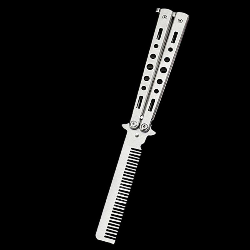 Foldable Stainless Steel Comb Hair Pomade Styling Butterfly Hairdressing Knife For Beard & Moustache Brushes Hairdress1