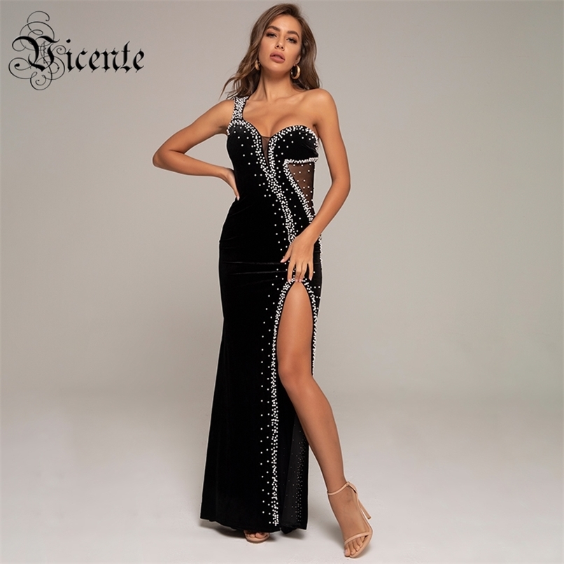Trendy Pearl Design Sexy One Shoulder Hight Split Celebrity Party Club Maxi Long Velvet Dress 210520, Black
Trendy Pearl Design Sexy One Shoulder Hight Split Celebrity Party Club Maxi Long Velvet Dress 210520, Black