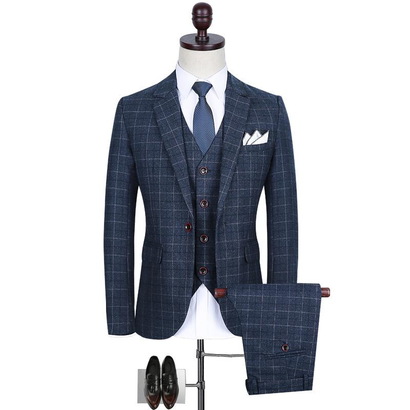 Men's Suits & Blazers Quality High Mens Designers 2022 Slim Fit Plaid Business Blazer Formal Costume Homme 3 Pieces Wedding Dress Suit Plus