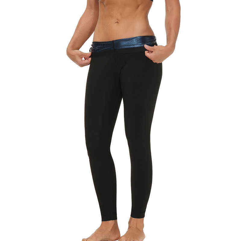 Sauna Sweat Pants for Women High Waist Slimming Sauna Shorts Compression Thermo Workout Exercise Body Shaper Thigh Trimmer Gym 211112
