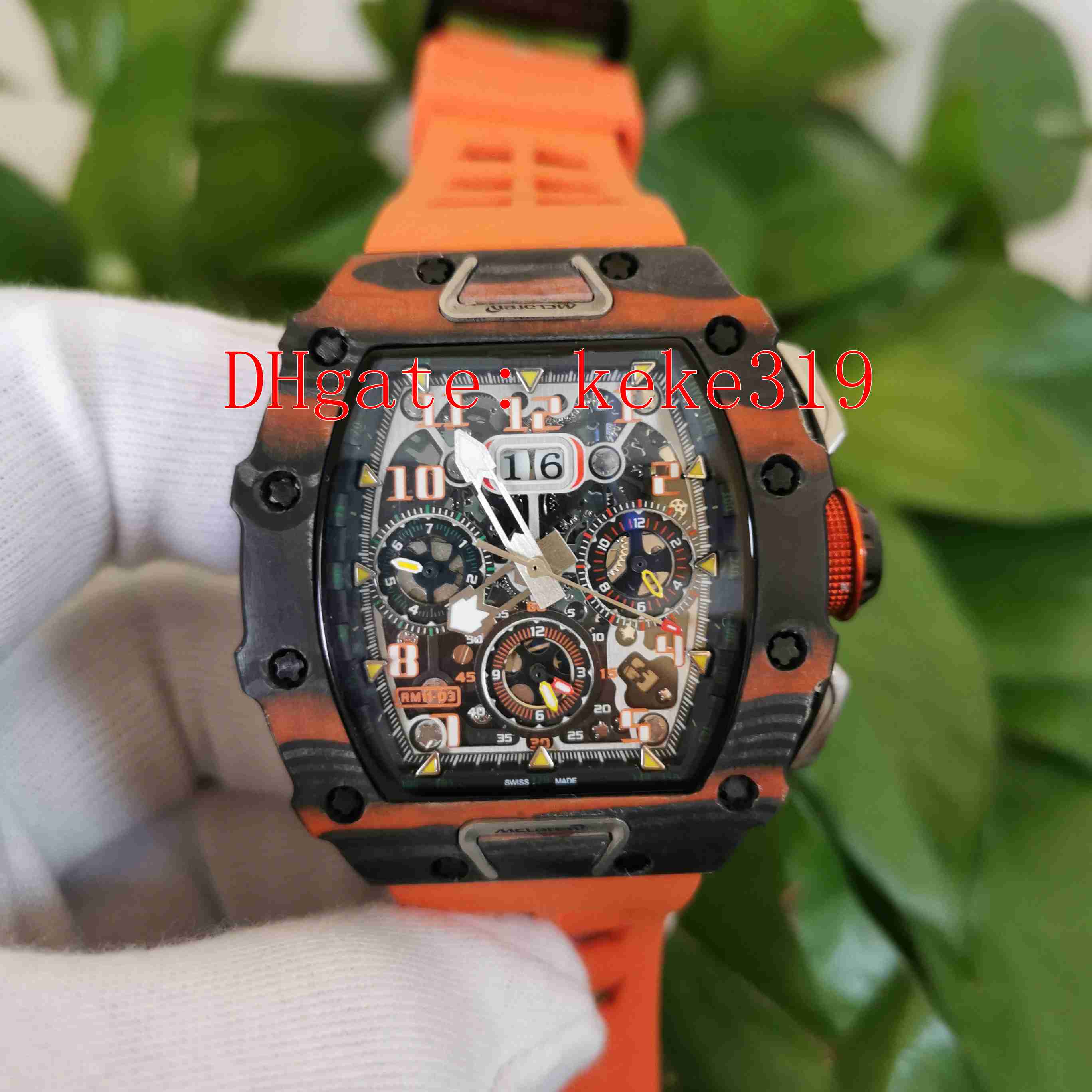 Classic Sapphire Glass Wristwatches Watches 50mm x 44mm RM11-03 RM 11 McLaren Carbon Fiber Orange Rubber Bands Transparent Mechanical Automa, Slivery;brown
Classic Sapphire Glass Wristwatches Watches 50mm x 44mm RM11-03 RM 11 McLaren Carbon Fiber Orange Rubber Bands Transparent Mechanical Automa, Slivery;brown