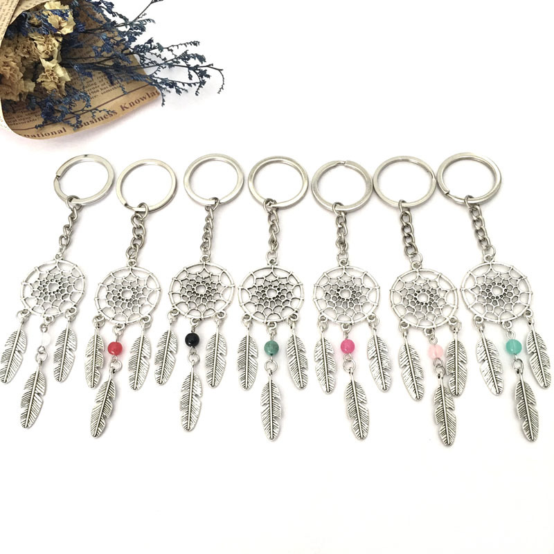 Silver-color Dreamcatcher Keychain Feather Leaf Dreamnet Catcher Keyholder Pink Blue White Bead Hanging Decoration
Silver-color Dreamcatcher Keychain Feather Leaf Dreamnet Catcher Keyholder Pink Blue White Bead Hanging Decoration