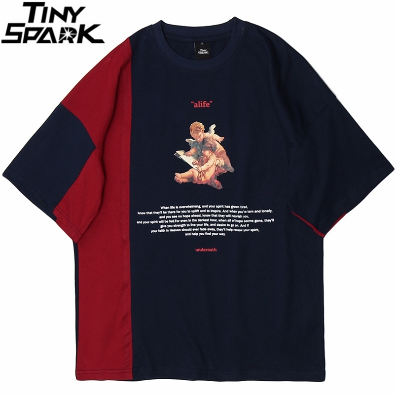 Men Hip Hop T Shirt Streetwear Color Block Patchwork Harajuku Baby Angel Tshirt Short Sleeve Summer T-Shirt Cotton Tops Tee 210721, A134b2024 dark blue 
Men Hip Hop T Shirt Streetwear Color Block Patchwork Harajuku Baby Angel Tshirt Short Sleeve Summer T-Shirt Cotton Tops Tee 210721, A134b2024 dark blue