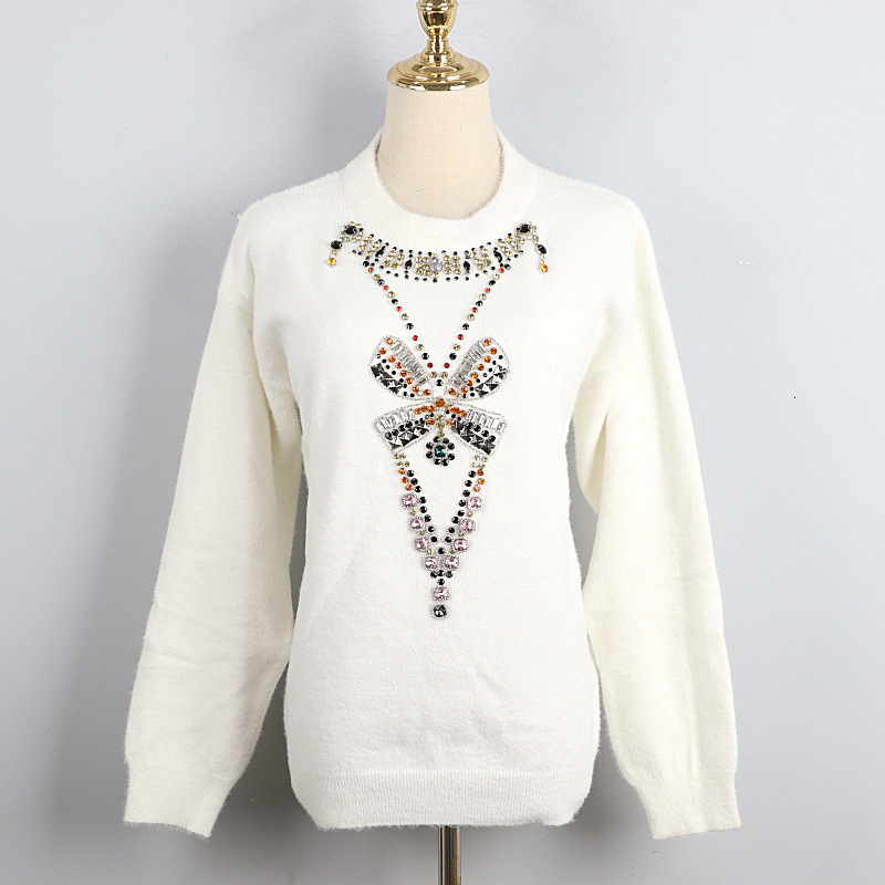 Women's Sweaters O-Neck Christmas Pink Sweet Elegant Women Pullover Knitwear Winter Luxury Beaded Imitation Mink Sweater Clothing BXUF, White
Women's Sweaters O-Neck Christmas Pink Sweet Elegant Women Pullover Knitwear Winter Luxury Beaded Imitation Mink Sweater Clothing BXUF, White