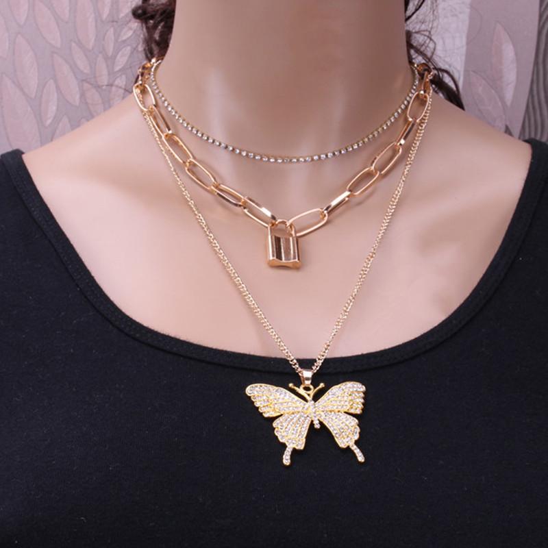 Hip Hop Jewelry Retro Simple Lock-shaped Chain Temperament Exaggerated Diamond CZ Large Butterfly Necklace Women Party Gift Chokers
Hip Hop Jewelry Retro Simple Lock-shaped Chain Temperament Exaggerated Diamond CZ Large Butterfly Necklace Women Party Gift Chokers