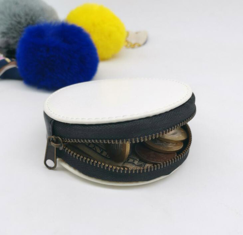 5pcs UV Printing DIY White Blank Round Shaped Short Coin Purses