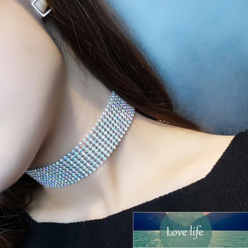 NEW Crystal Rhinestone Choker Necklace Women Wedding Accessories Silver Color Chain Punk Gothic Chokers Jewelry Collier Femme Factory price expert des