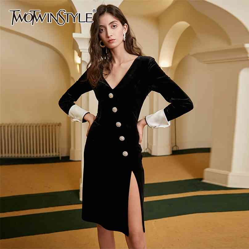 Sexy Black Dress For Women V Neck Long Sleeve High Waist Side Split Slim Dresses Female Autumn Fashion Clothing 210520
Sexy Black Dress For Women V Neck Long Sleeve High Waist Side Split Slim Dresses Female Autumn Fashion Clothing 210520
