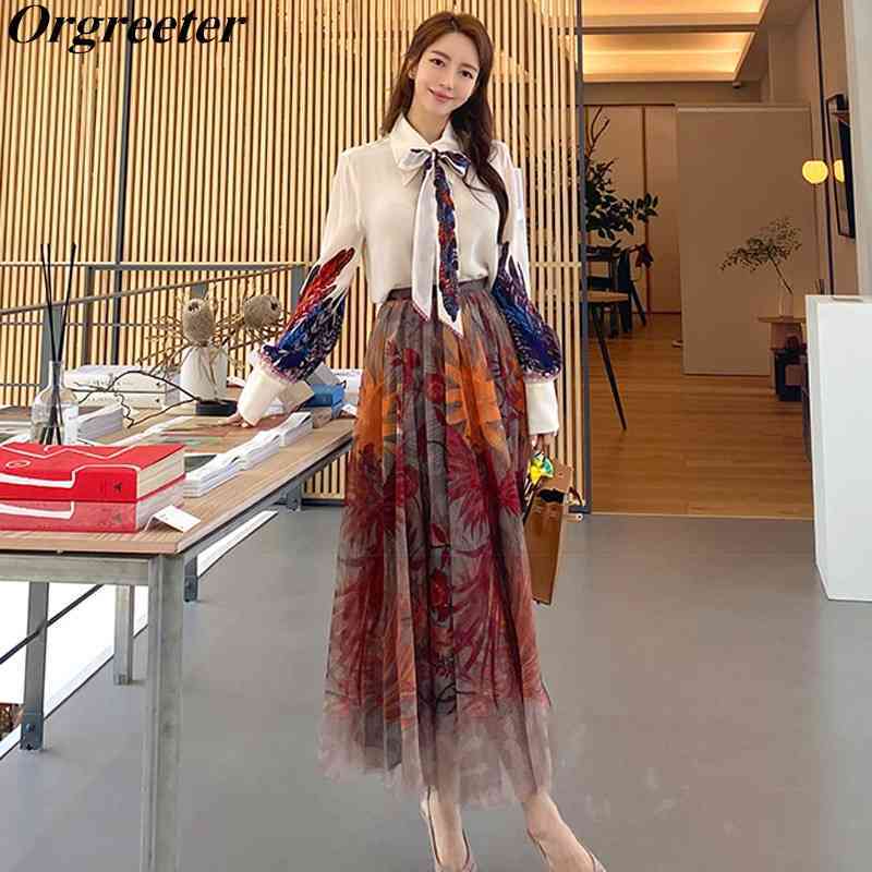 Runway Designer Fashion Fall 2 Piece Floral Print Pleated Skirt set Women Bow Lace up Shirt and Mesh Suits 210525, Piture color
Runway Designer Fashion Fall 2 Piece Floral Print Pleated Skirt set Women Bow Lace up Shirt and Mesh Suits 210525, Piture color