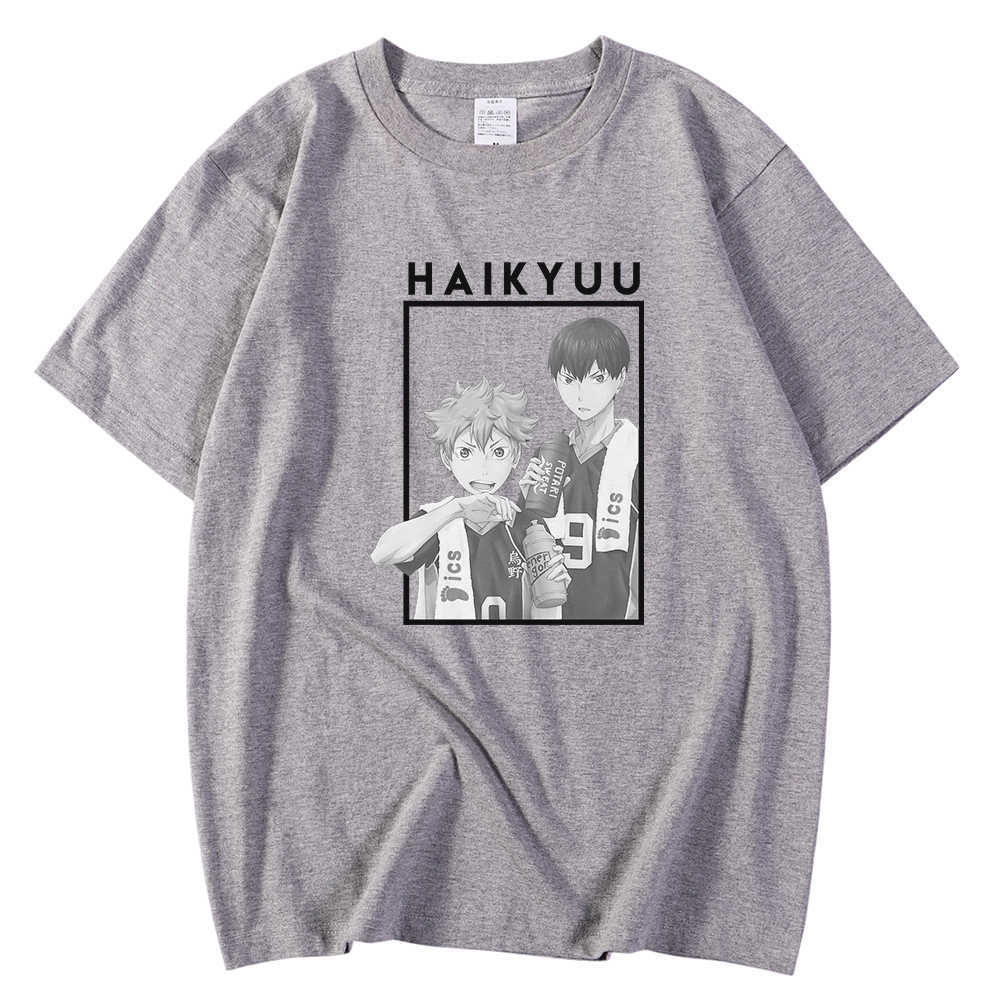 Crewneck Vintage Man T-Shirts Spring Summer T-Shirt Hinata Kageyama Cartoon Haikyuu Print Tops Oversized Brand Tee Shirts Male Y0809