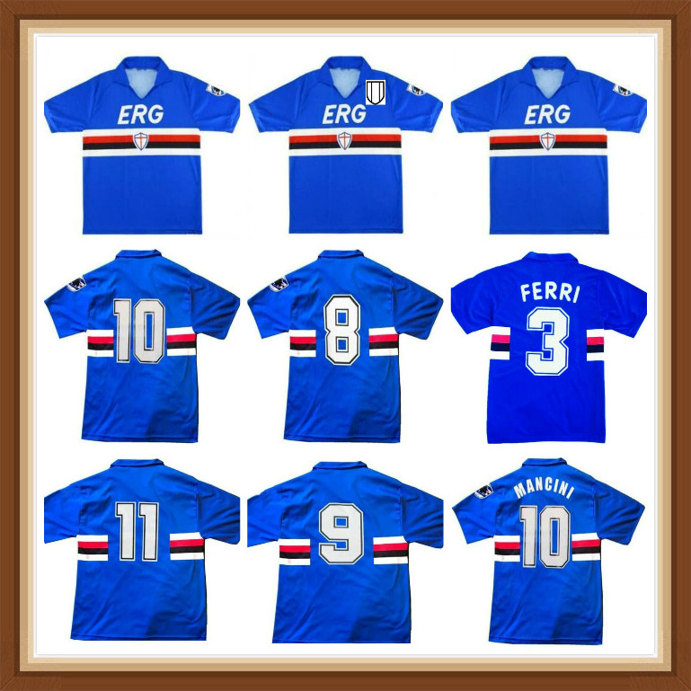 Retro Sampdoria 1990 1991 soccer jerseys Lombardo HOME BLUE Mancini classic football shirt vintage Vialli Branca Vierchowod uniforms 
Retro Sampdoria 1990 1991 soccer jerseys Lombardo HOME BLUE Mancini classic football shirt vintage Vialli Branca Vierchowod uniforms