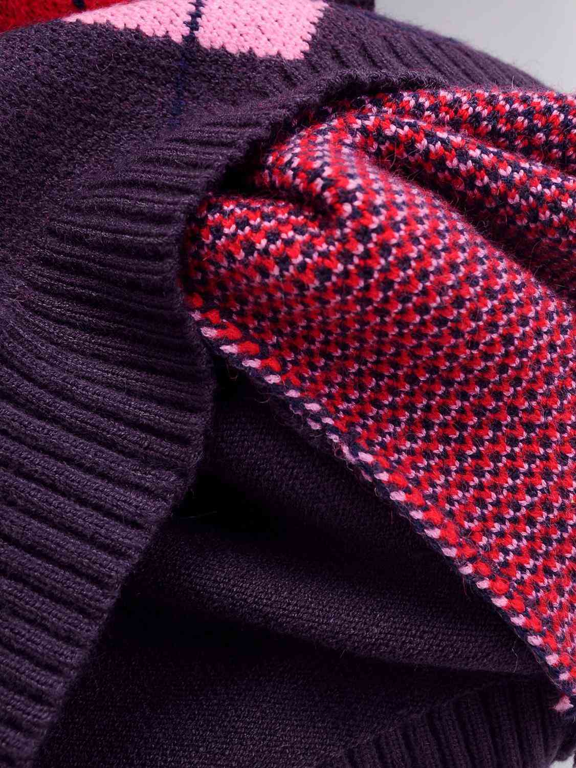 Preppy Style Purple Argyle Plaid Knitted Sweater Vest Women 90's Vintage Korean Clothing Striped V Neck Tank Top Y2K Knitwear 210429