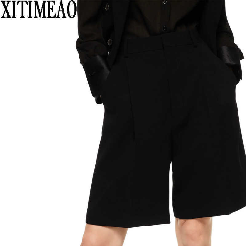 ZA Spring Autumn Women Wide Leg Shorts Simple Style Sexy Short Pants Hight Waist Black Casual OL XITIMEAO 210604
ZA Spring Autumn Women Wide Leg Shorts Simple Style Sexy Short Pants Hight Waist Black Casual OL XITIMEAO 210604