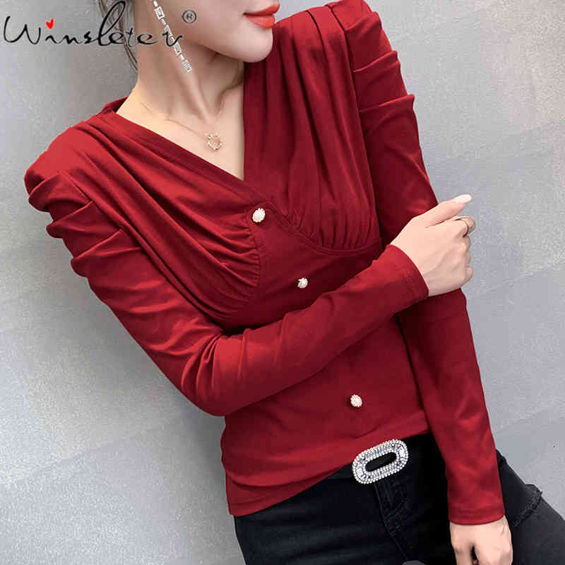 Women' T-Shirt Fall Winter Korean Style T-shirt Fashion Solid V-Neck Button Fold Women Tops Ropa Mujer Sleeve Bottoming Shirt Tee, Black tshirt
Women' T-Shirt Fall Winter Korean Style T-shirt Fashion Solid V-Neck Button Fold Women Tops Ropa Mujer Sleeve Bottoming Shirt Tee, Black tshirt