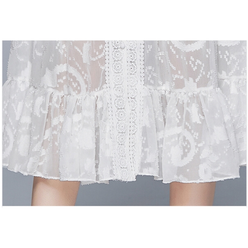 Vintage Elegant Lace Patchwork Female Long Sleeve Dress Spring Casual White Dresses Women's Clothing Vestidos 210520