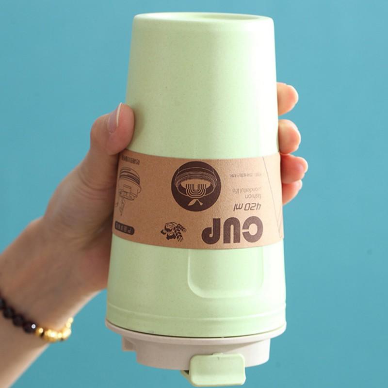 Mugs 420ml Double-wall Insulation Eco-friendly Wheat Fiber Straw Coffee Cup Travel Mug Leakproof Gift Arrivals 2021