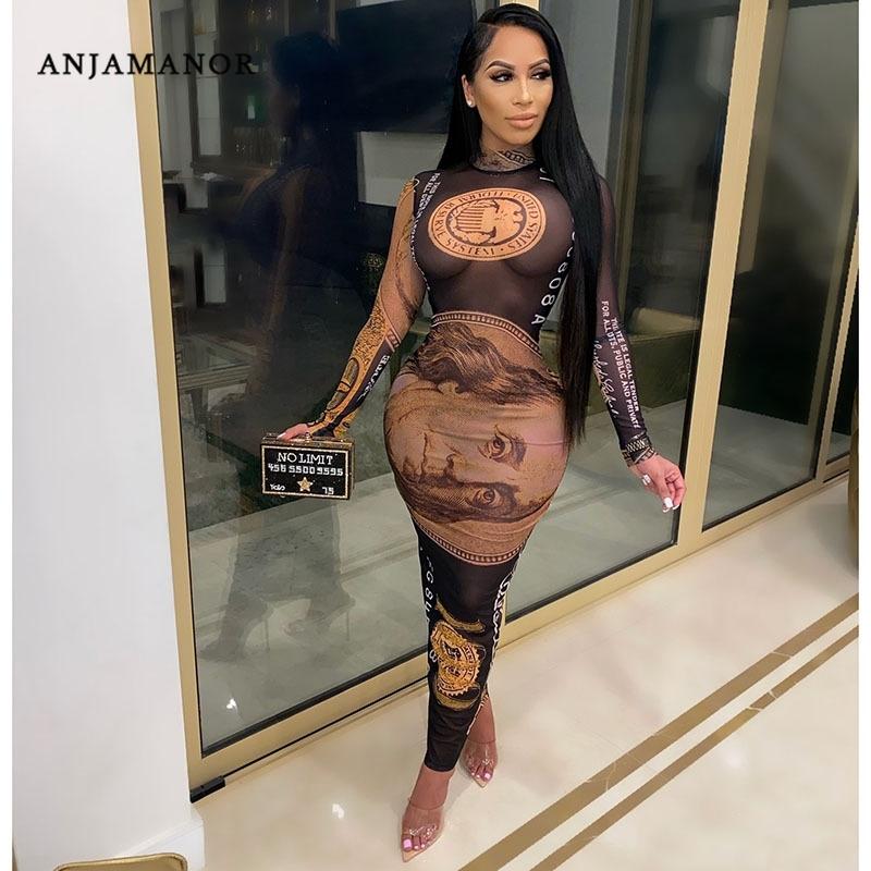 Sexy Black/gold Money Printed Stretch Mesh Dresses For Women Party Club Sheer Long Sleeve Bodycon Maxi Dress D85-BE16 Casual
Sexy Black/gold Money Printed Stretch Mesh Dresses For Women Party Club Sheer Long Sleeve Bodycon Maxi Dress D85-BE16 Casual