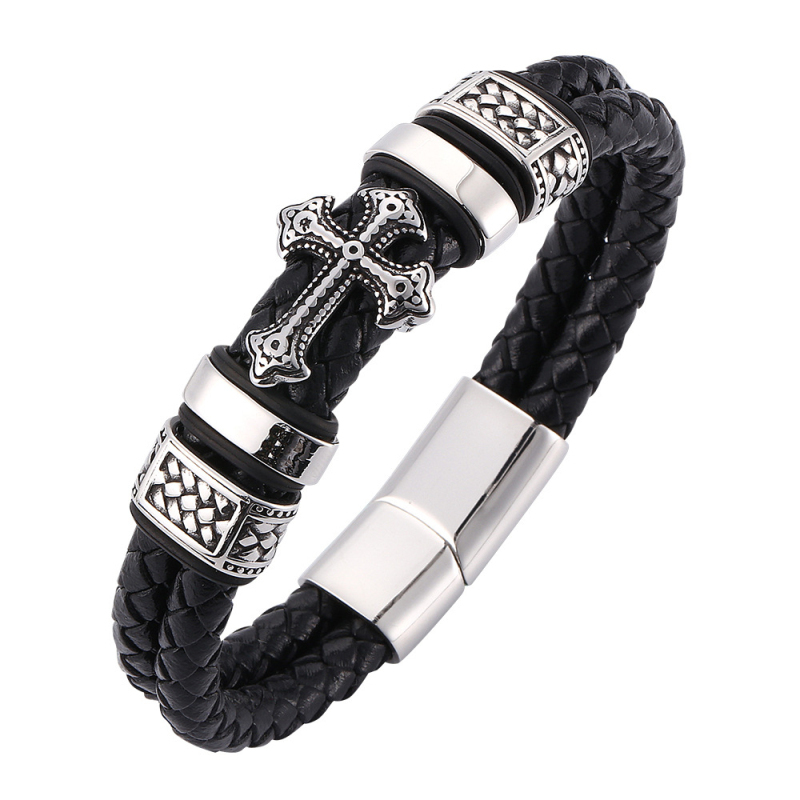 Men's Antique Silver Plated Cross Charm Magnetic Buckle Bracelet Multilayer Genuine Leather Bracelets
Men's Antique Silver Plated Cross Charm Magnetic Buckle Bracelet Multilayer Genuine Leather Bracelets