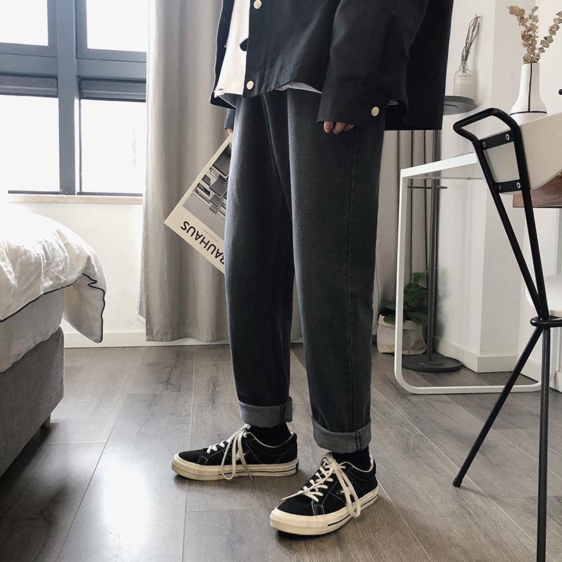 Spring Autumn Mens Denim Pants Korean Style Loose Straight Streetwear Retro Trouser Fashion Brand Male Casual Jeans JE623 Men's